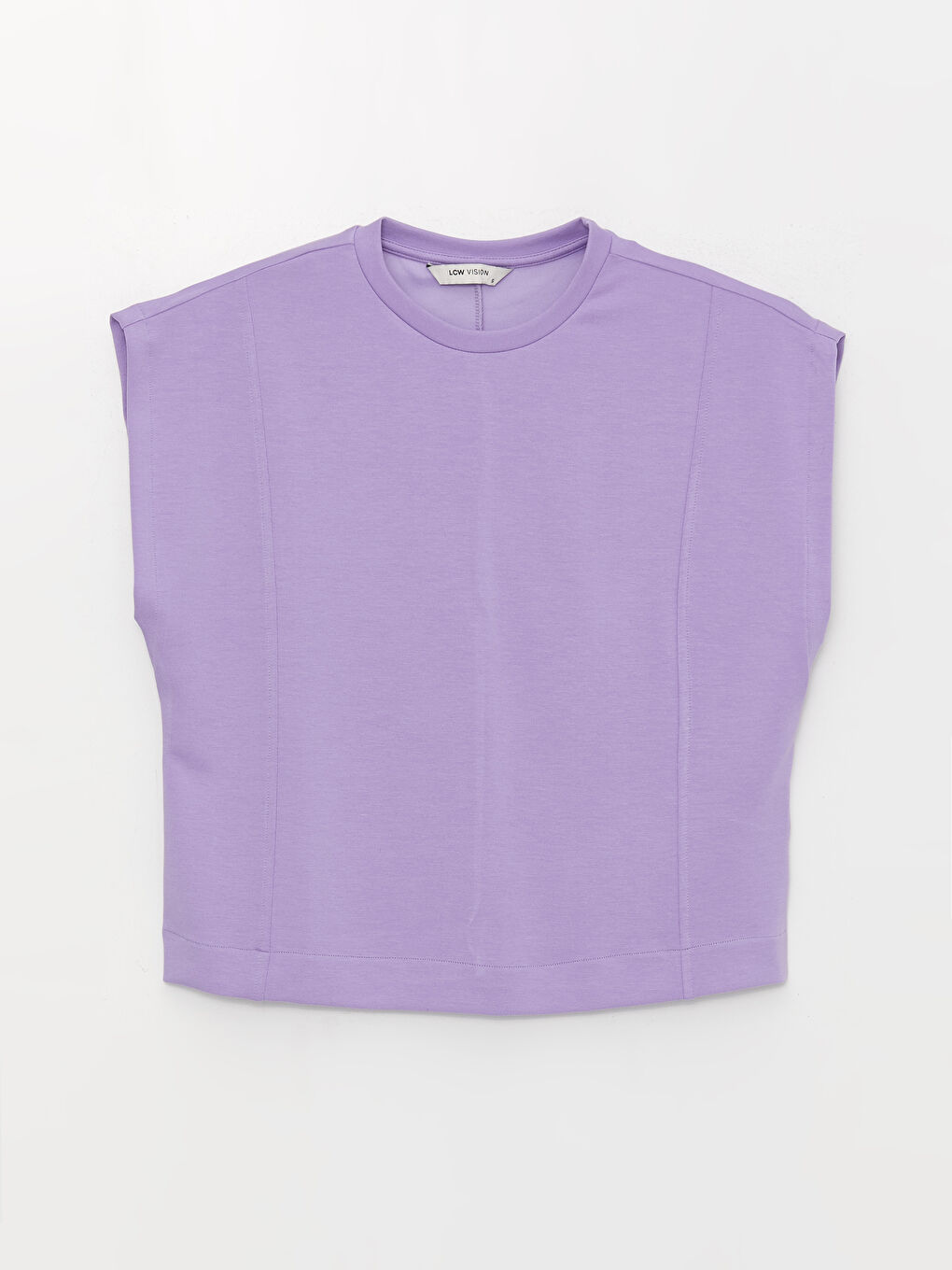 Crew Neck Plain Short Sleeve Oversize Women's Crop Top-5