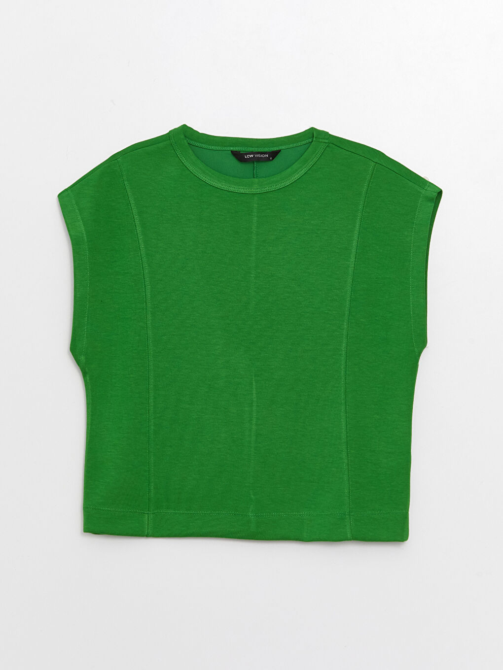 Haut Court Oversize à Manches Courtes Uni pour Femmes Col Rond-5