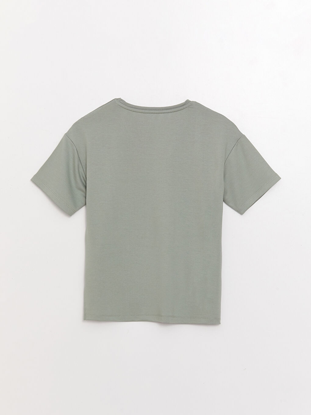 تيشيرت نسائي بياقة على شكل حرف V سادة بأكمام قصيرة-6