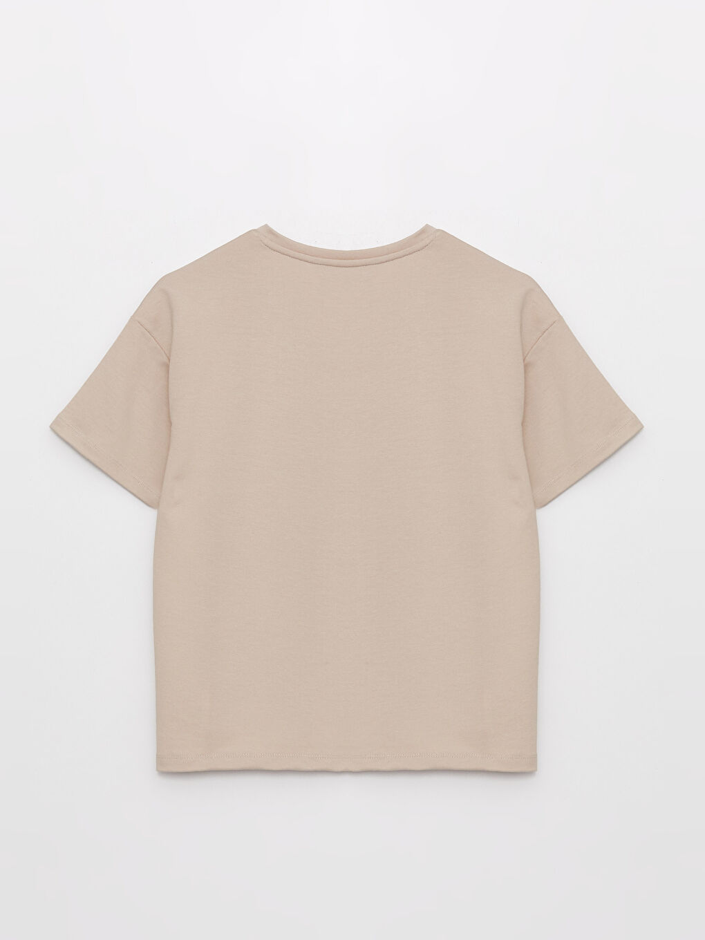 Gri V Yaka Düz Kısa Kollu Kadın Tişört-6