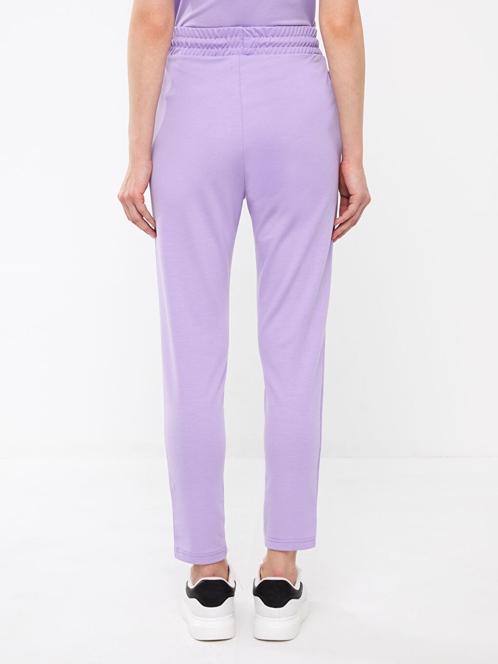 Lila Kadın Beli Lastikli Düz Eşofman Altı-3