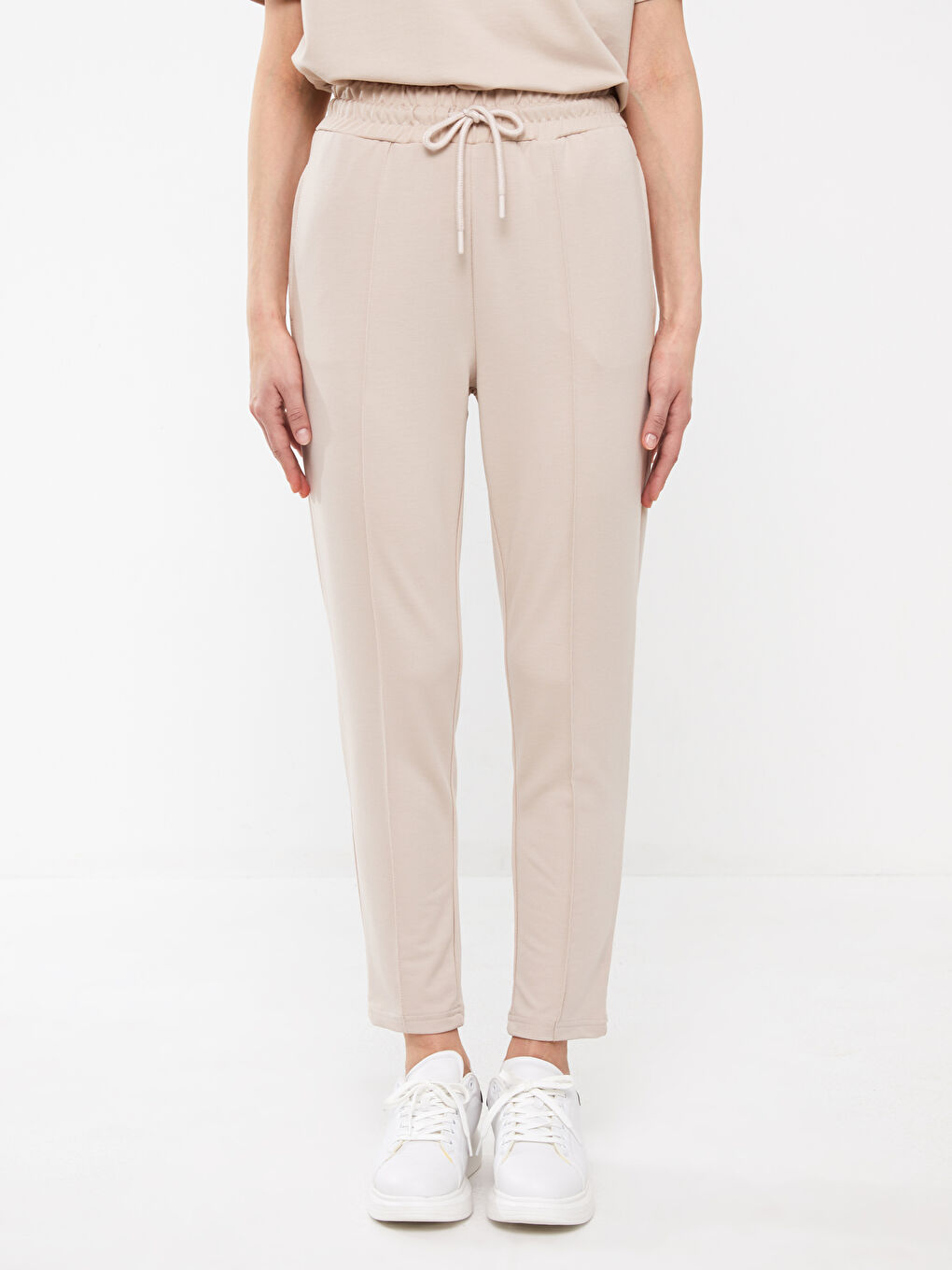 Gri Kadın Beli Lastikli Düz Eşofman Altı-2