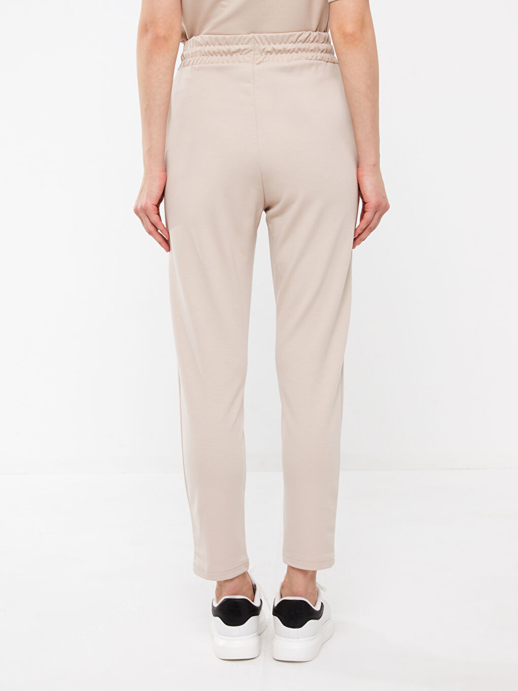 Gri Kadın Beli Lastikli Düz Eşofman Altı-3