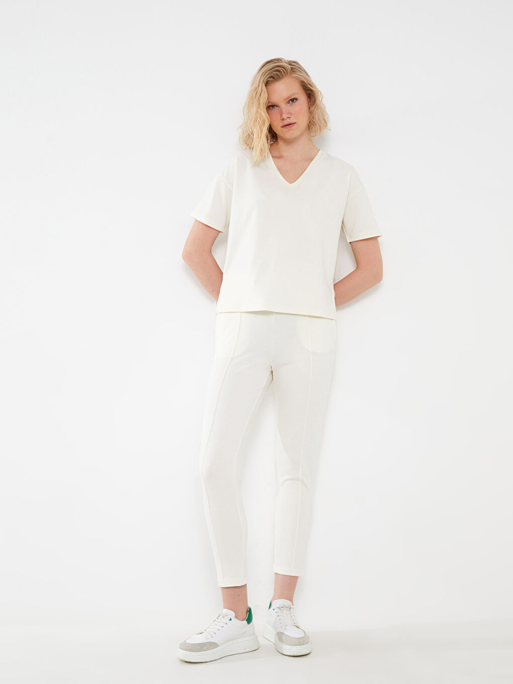 Women's Elasticated Waist Plain Sweatpants -S3G545Z8-FDJ