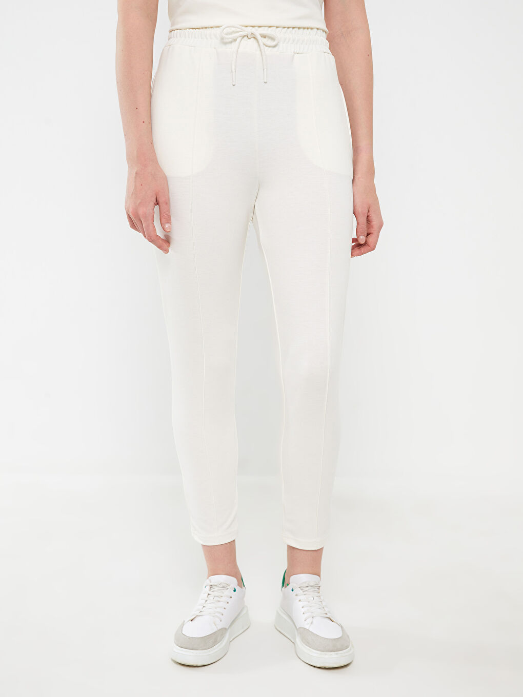 Women's Elasticated Waist Plain Sweatpants -S3G545Z8-FDJ