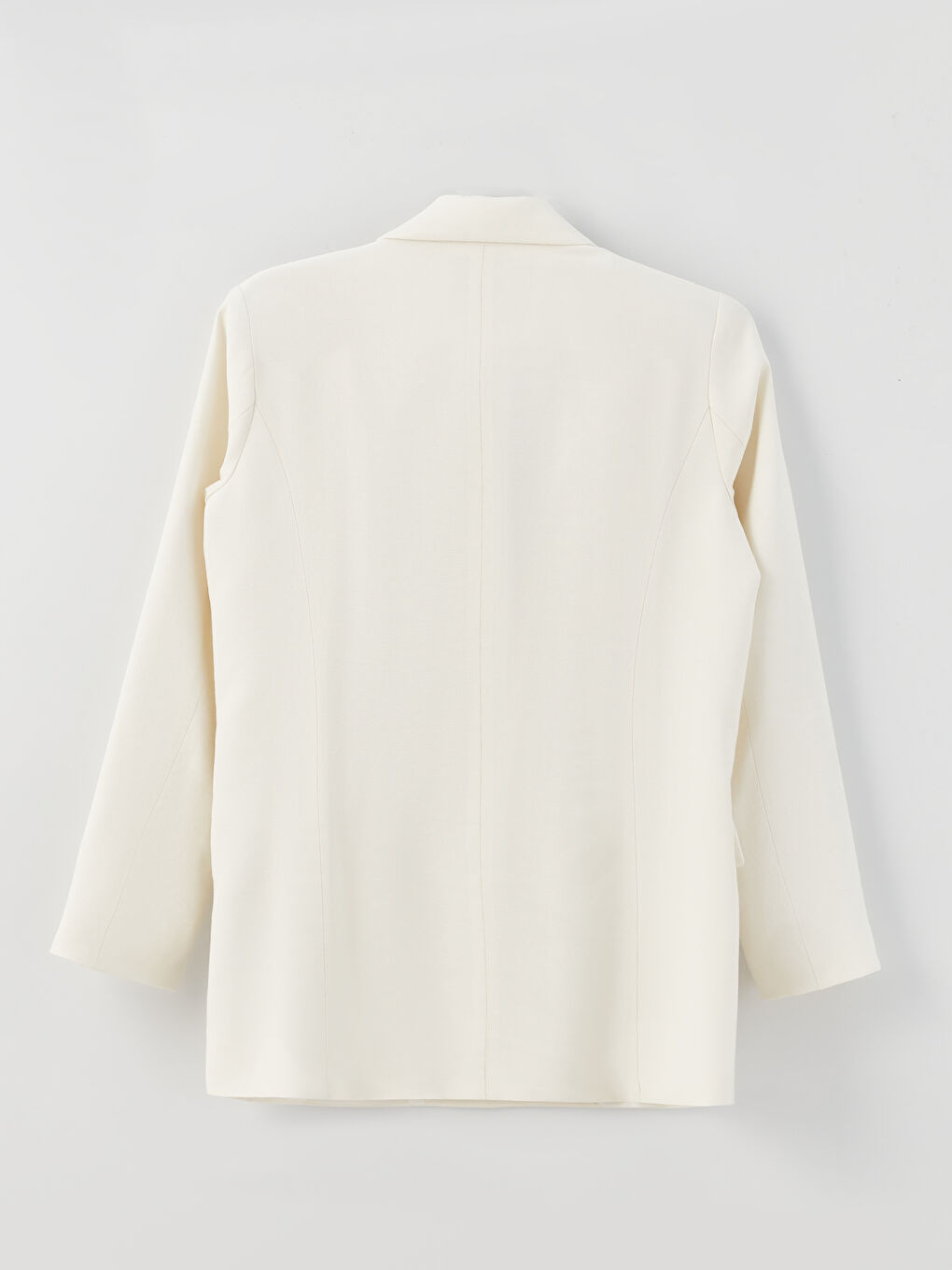 Ekru Düz Uzun Kollu Kadın Blazer Ceket-6