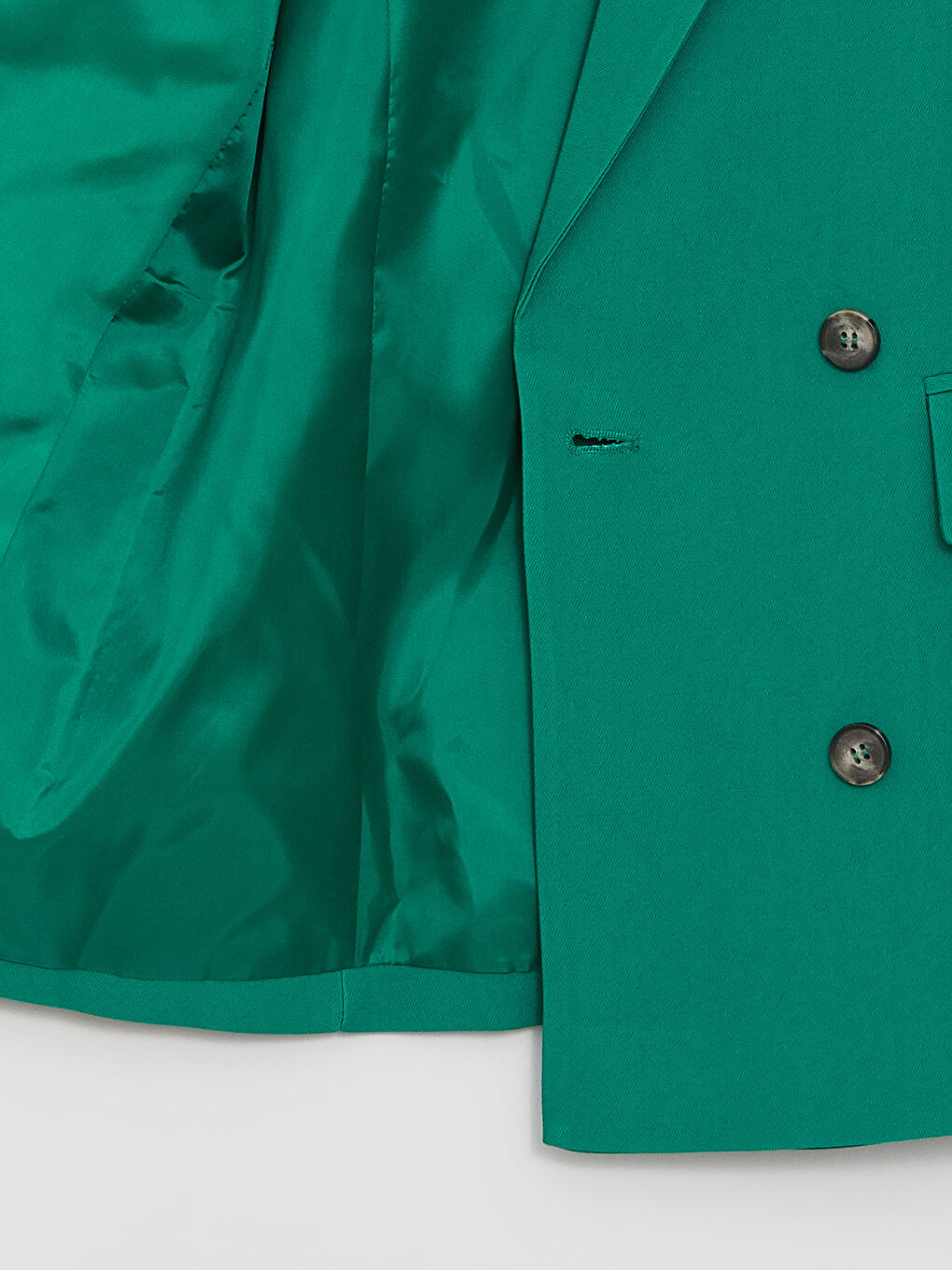 Yeşil Düz Uzun Kollu Kadın Blazer Ceket-6