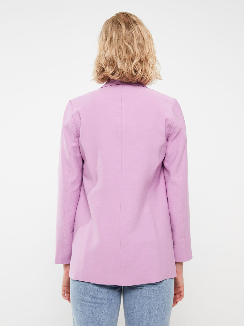 Plain Long Sleeve Women's Blazer Jacket-4