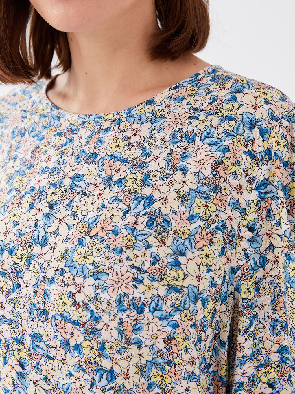 Crew Neck Patterned Long Sleeve Women's Tunic-3