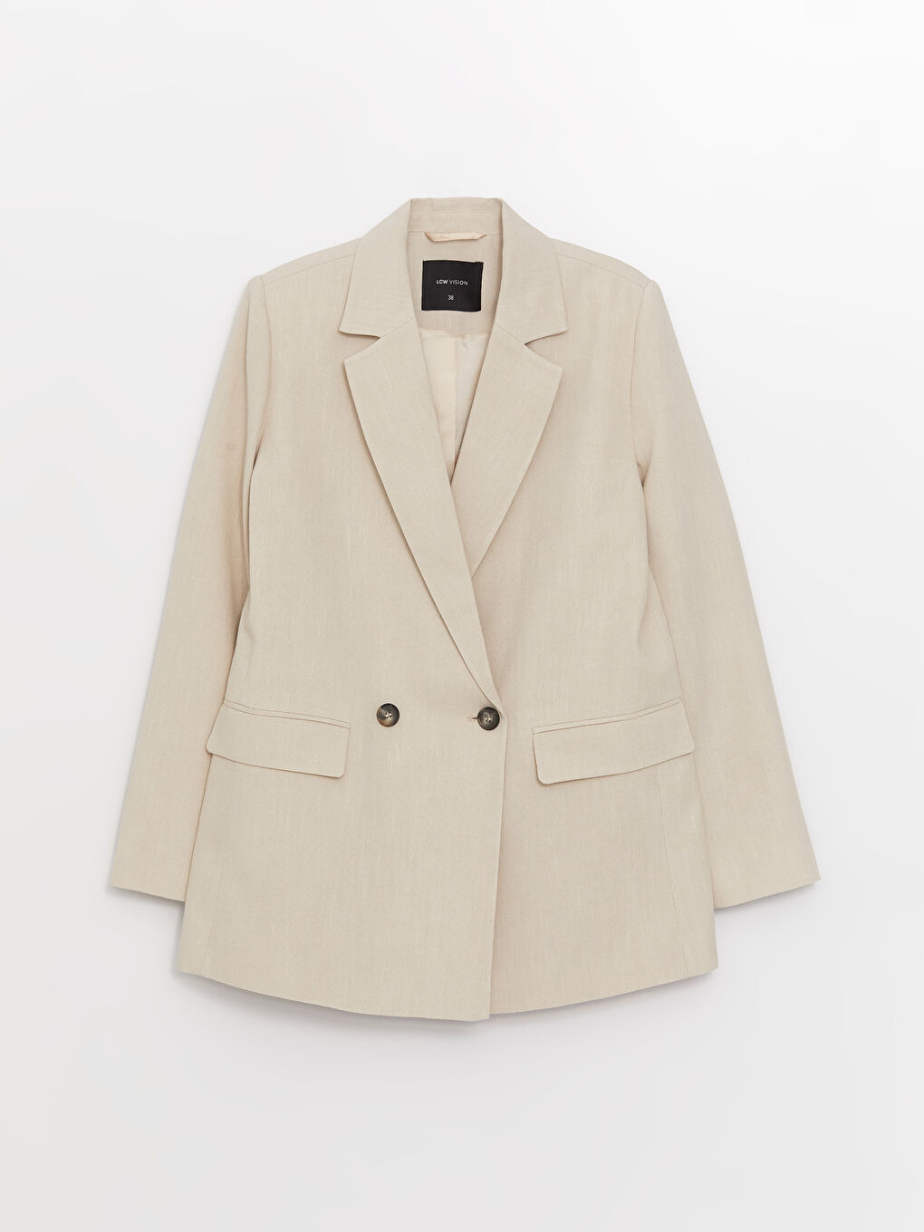 Plain Long Sleeve Linen Blend Women's Blazer Jacket-5