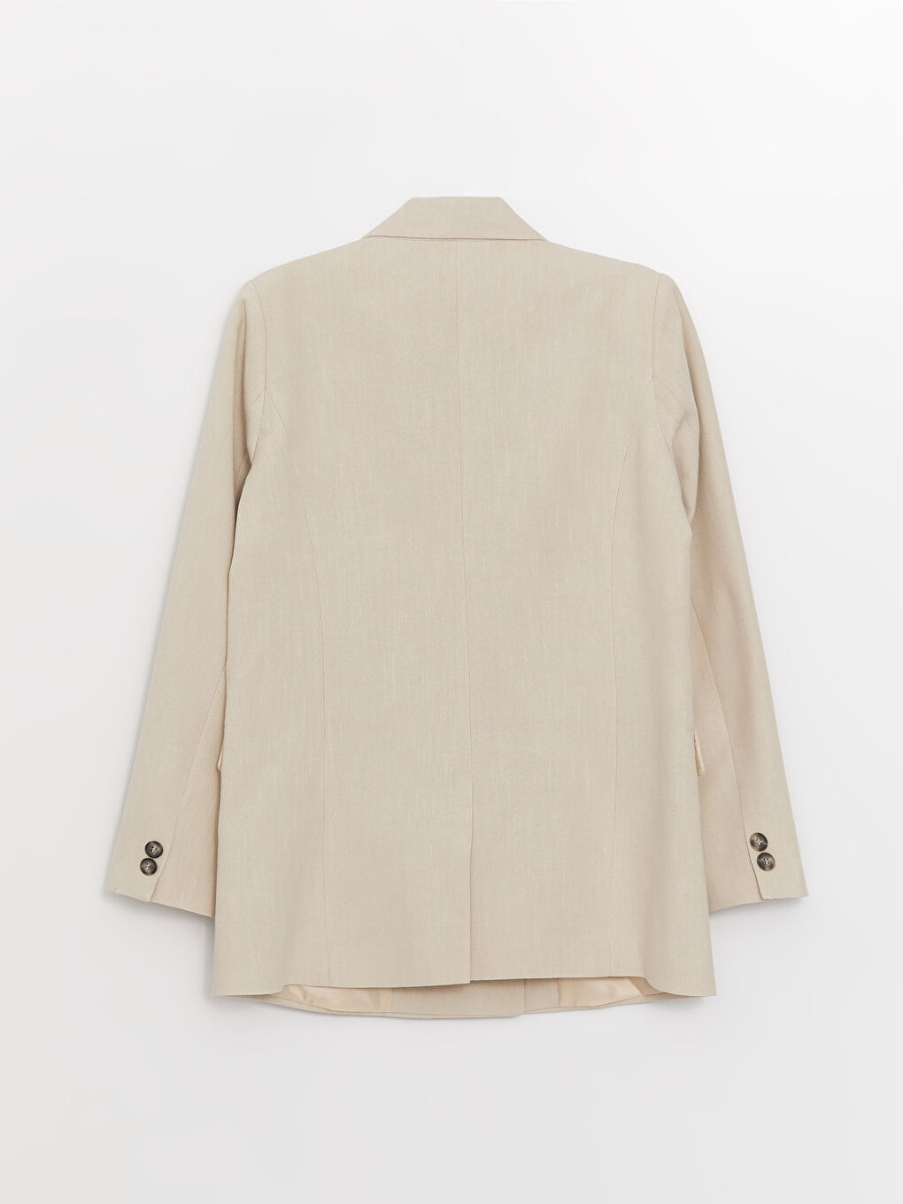 Plain Long Sleeve Linen Blend Women's Blazer Jacket-6