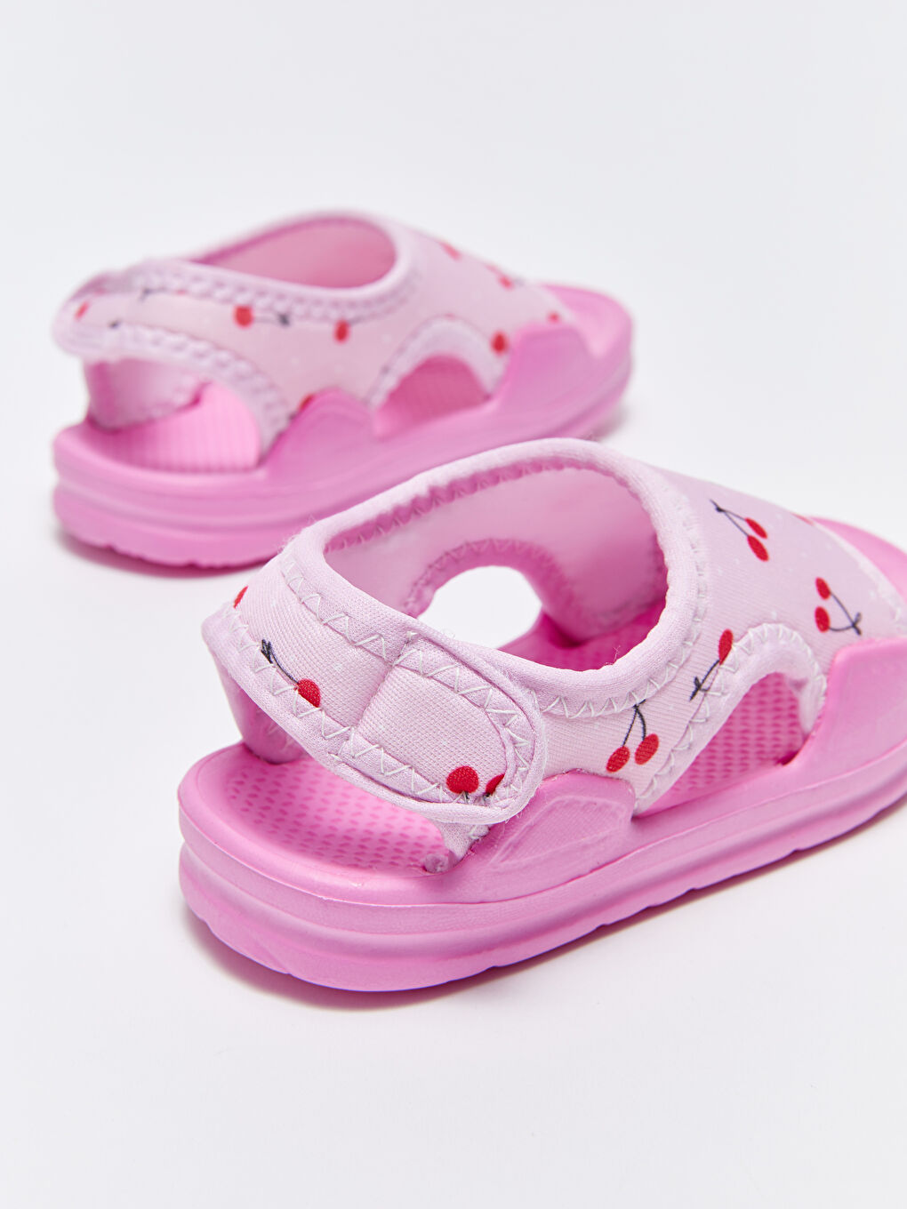 Pembe Baskılı Cırt Cırtlı Kız Bebek Sandalet-4