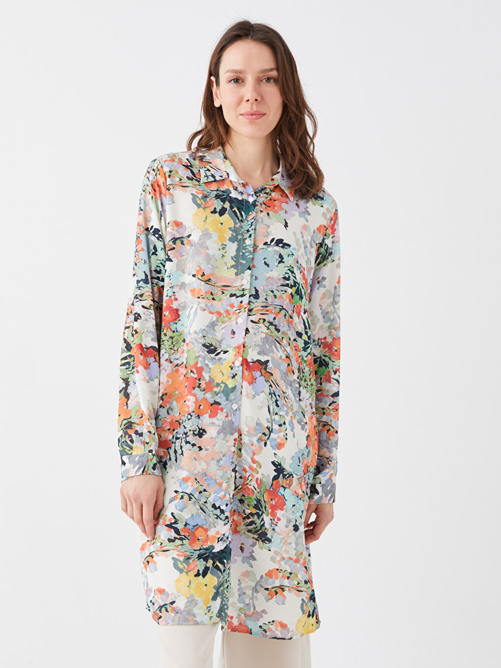 Karışık Desenli Kadın Gömlek Tunik
