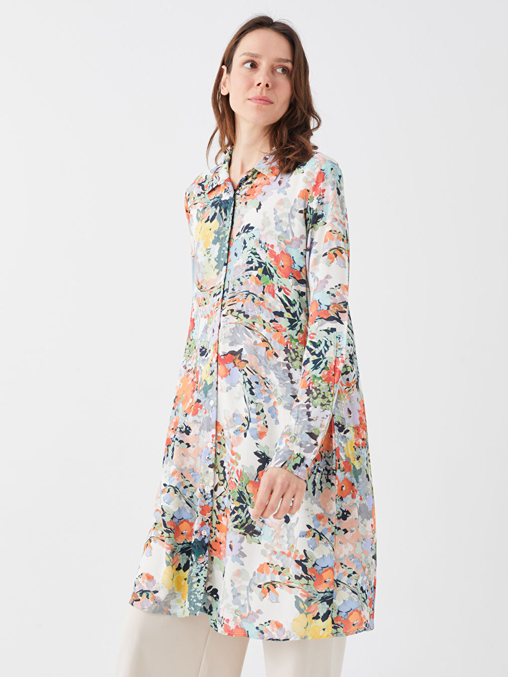 Karışık Desenli Kadın Gömlek Tunik-1