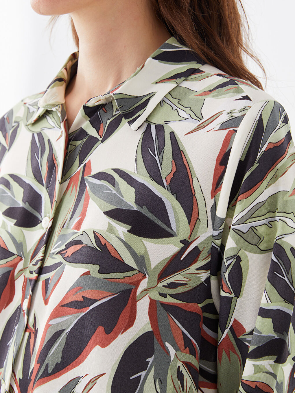 Yeşil Desenli Kadın Gömlek Tunik-3