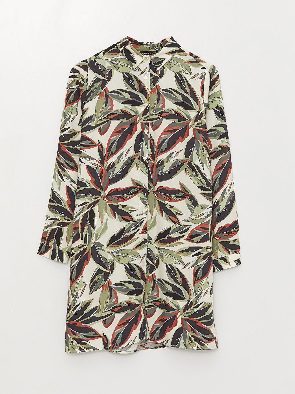 Yeşil Desenli Kadın Gömlek Tunik-5