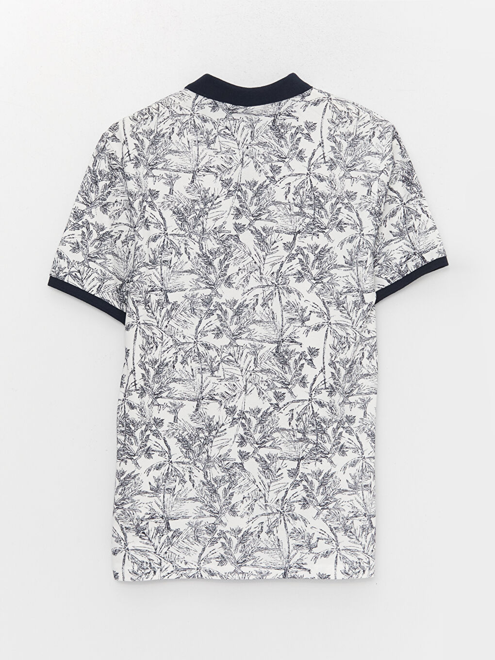 Lacivert Polo Yaka Kısa Kollu Desenli Pike Erkek Tişört-6