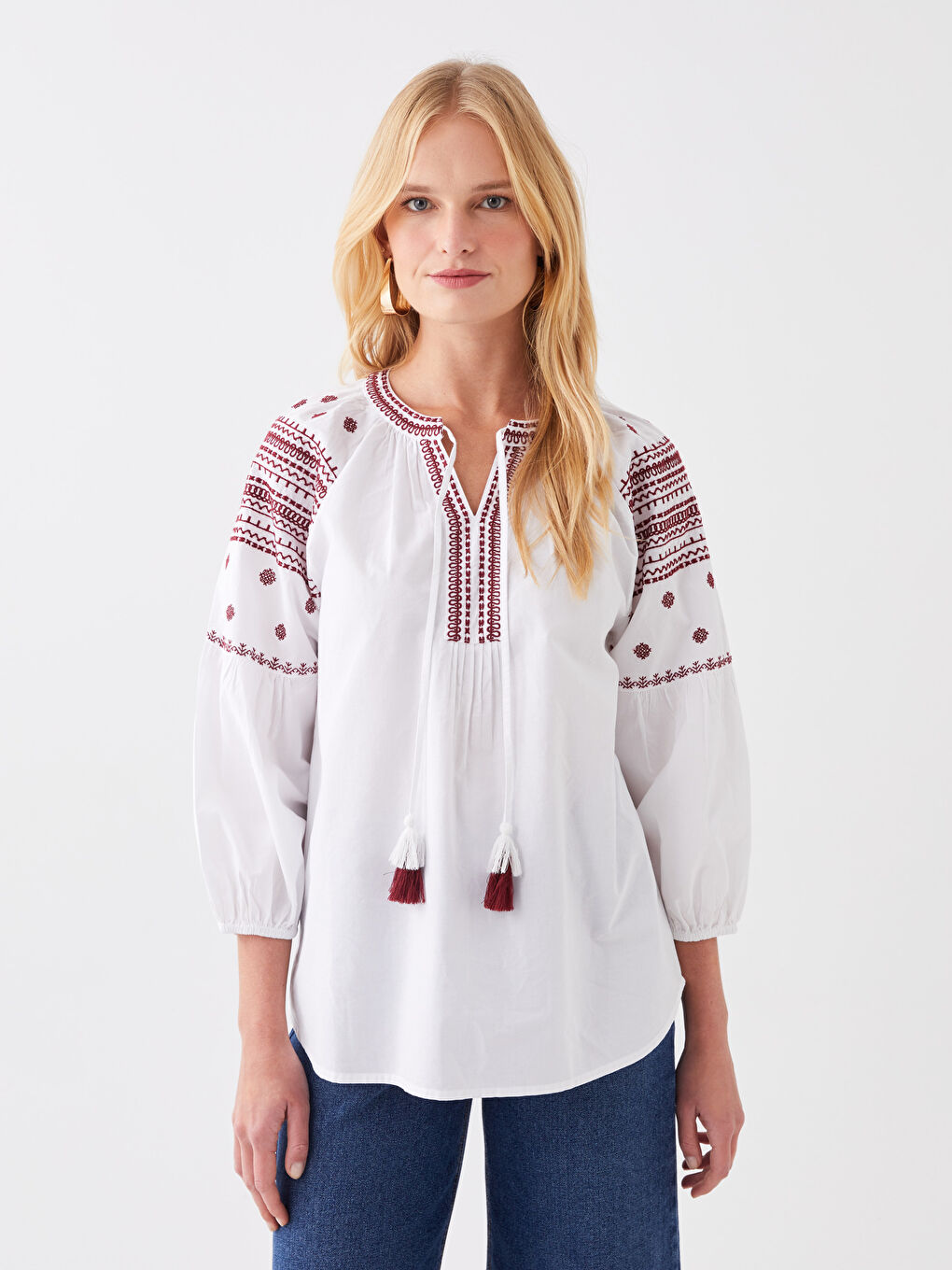 LCWAIKIKI Classic Bagy collar embroidery vual woman blouse -S3G580Z8-LTQ