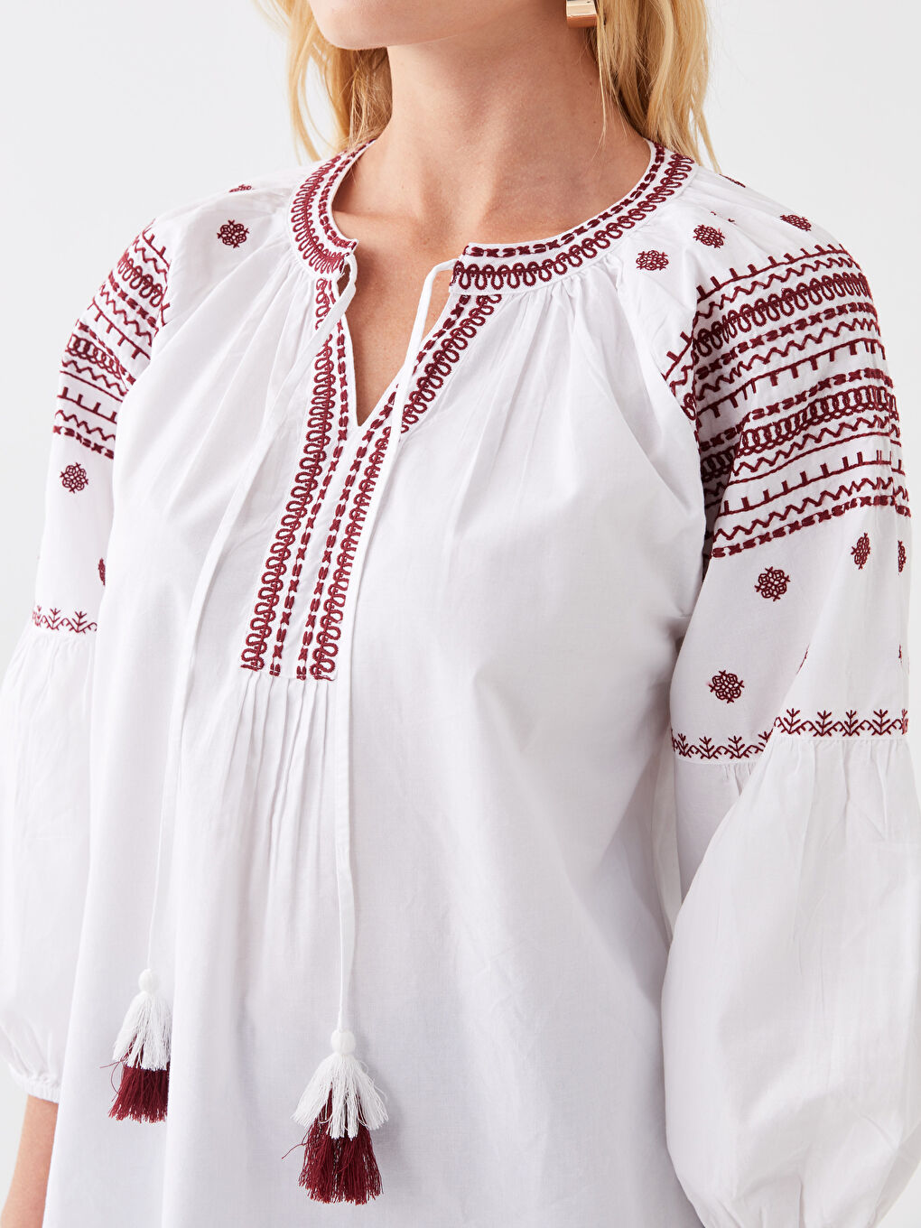 LCWAIKIKI Classic Bagy collar embroidery vual woman blouse -S3G580Z8-LTQ