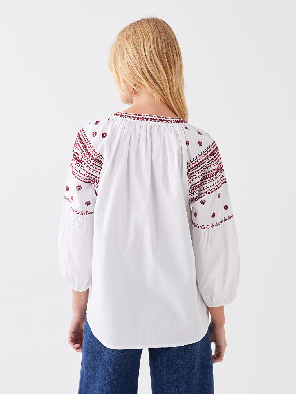 LCWAIKIKI Classic Bagy collar embroidery vual woman blouse -S3G580Z8-LTQ