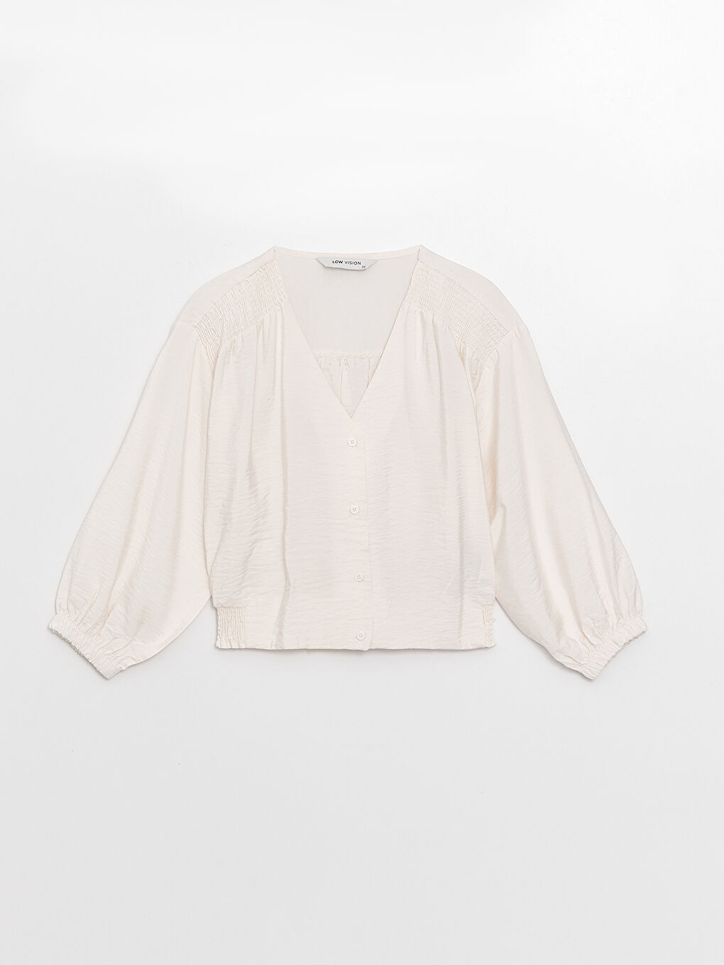 Women's V-Neck Straight Long Sleeve Blouse-5