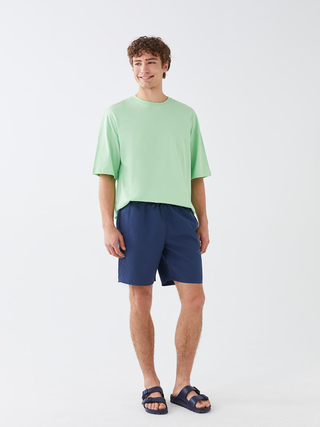 Lacivert Kısa Boy Basic Erkek Deniz Şortu-1