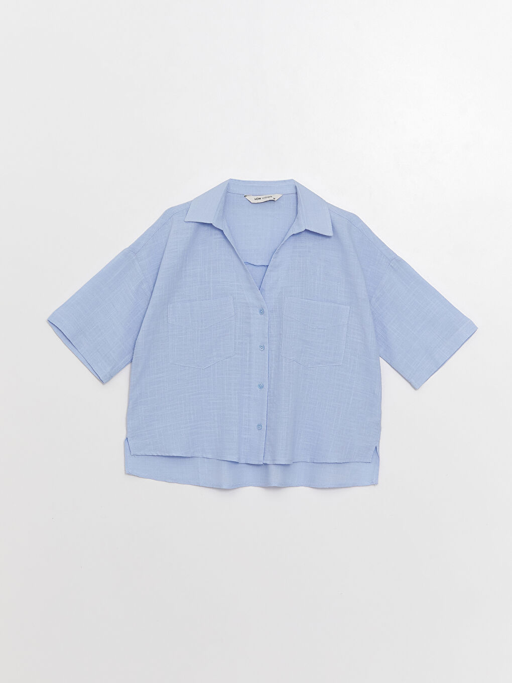 Chemise Coupe Courte à Motifs Manches Courtes pour Femmes-5