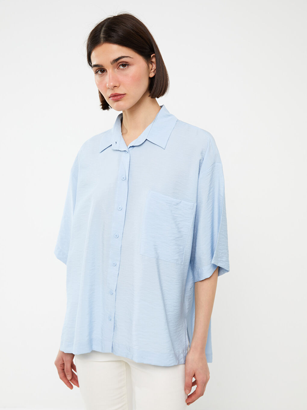 Short Sleeve Oversize Women's Shirt-1