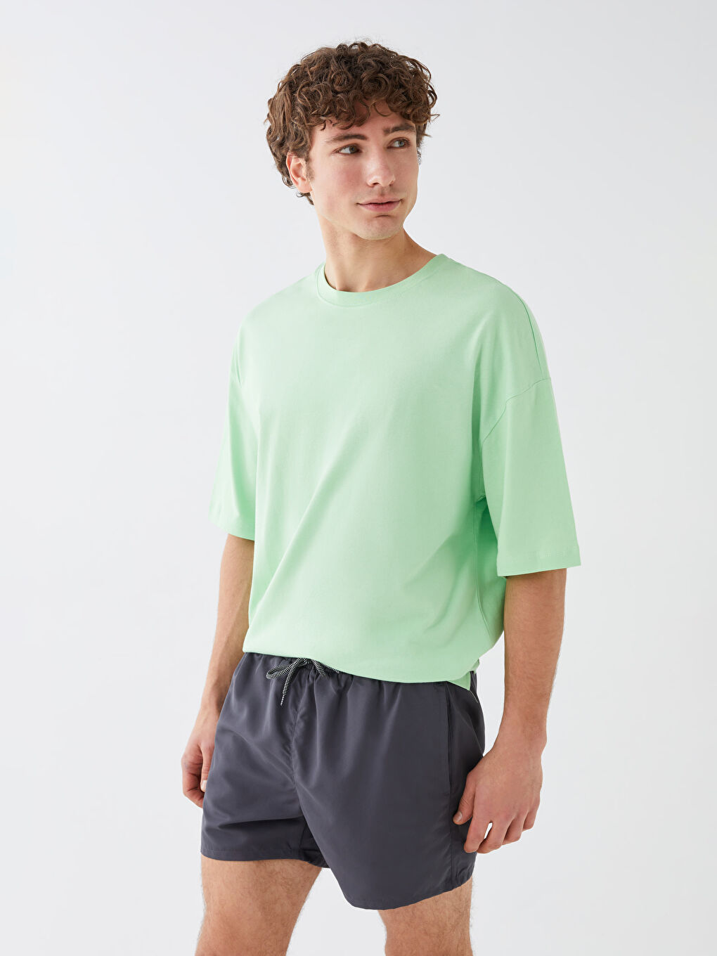 Antrasit Kısa Boy Basic Erkek Deniz Şortu-1