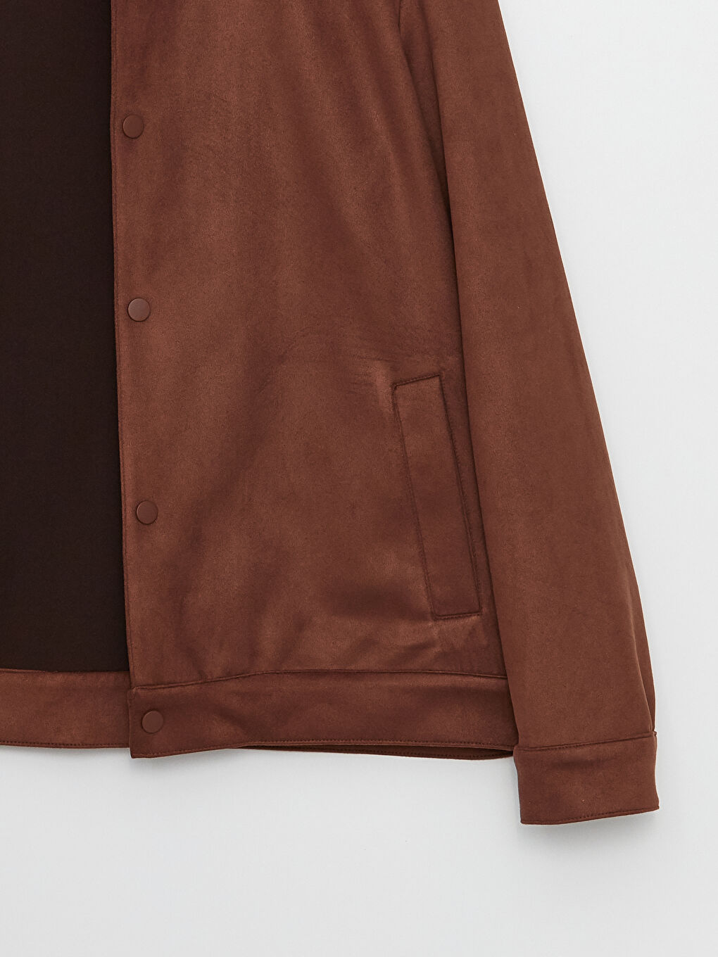 Regular Fit Collared Neck Suede Men's Jacket-7