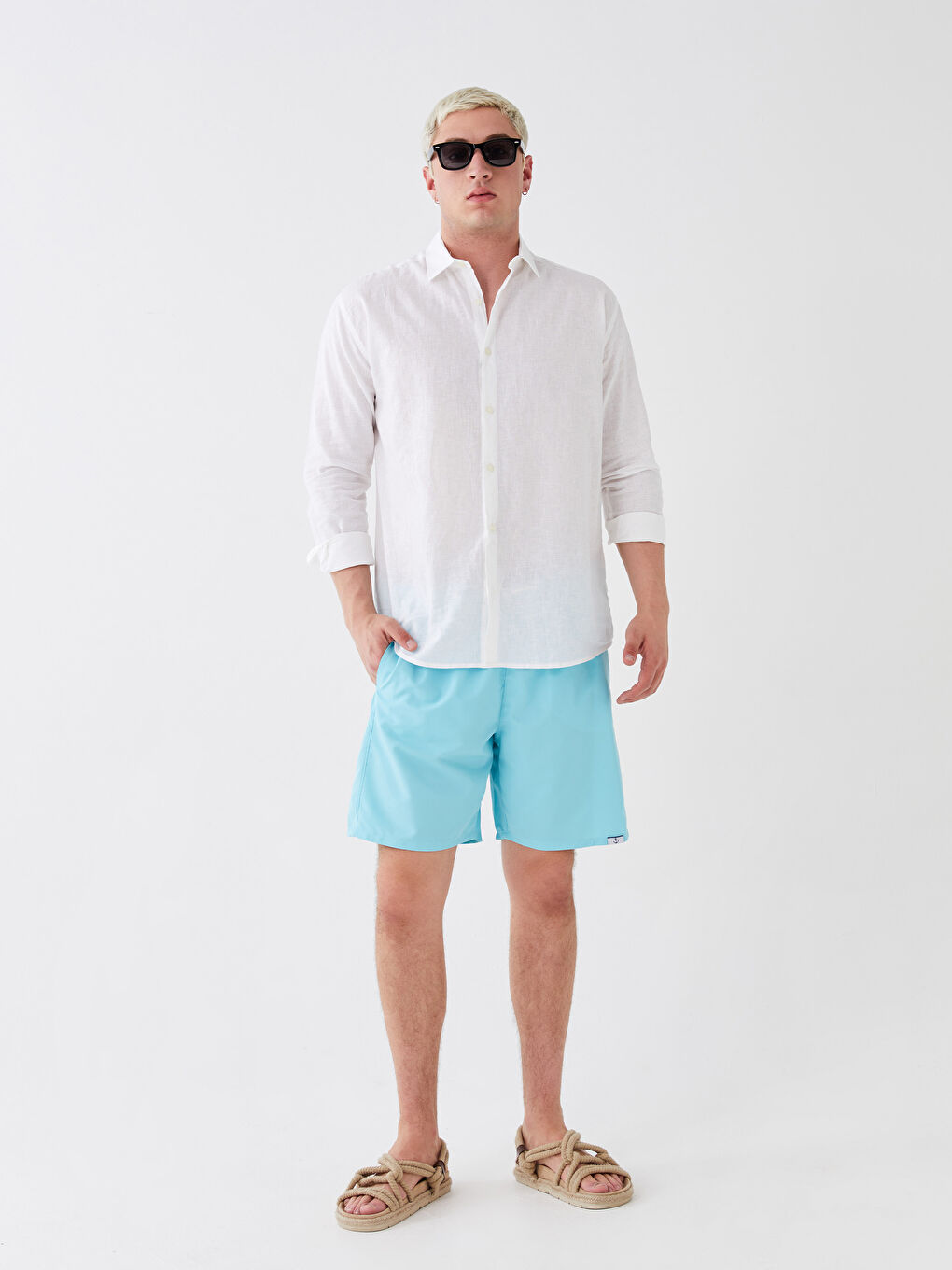 Mavi Kısa Boy Basic Erkek Deniz Şortu-1