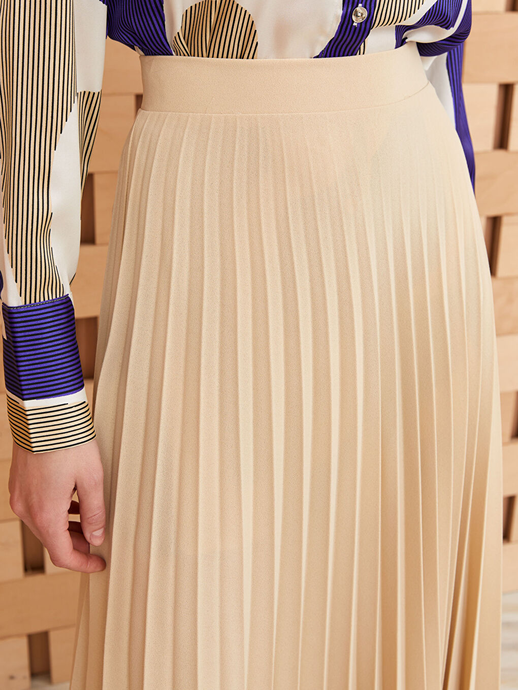 Waist Zippered Regular Crepe Women's Pleated Skirt -S3G609Z8-SXC