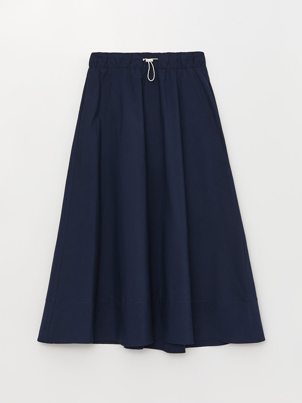 Lacivert Beli Lastikli Rahat Kalıp Kadın Etek-5