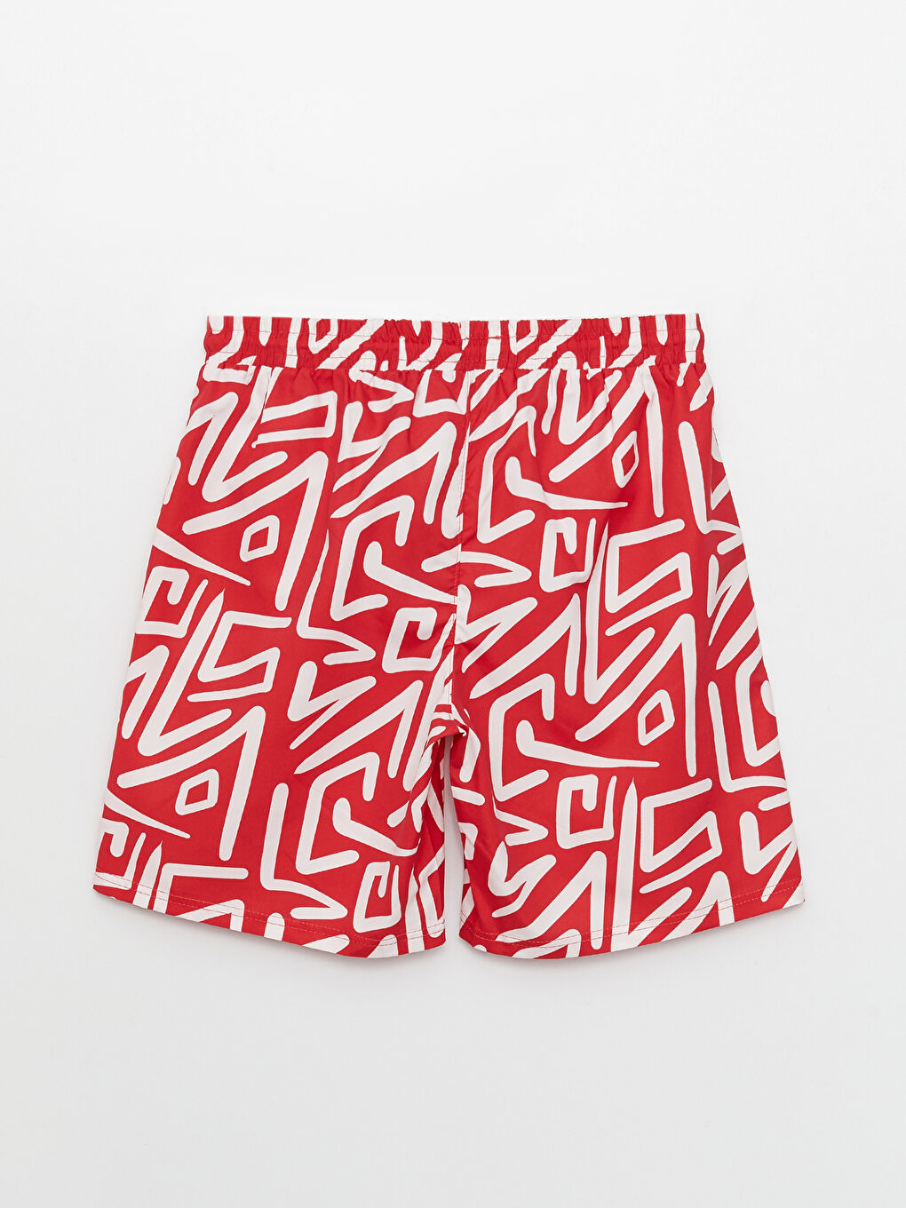 Kırmızı Kısa Boy Desenli Erkek Deniz Şortu-6