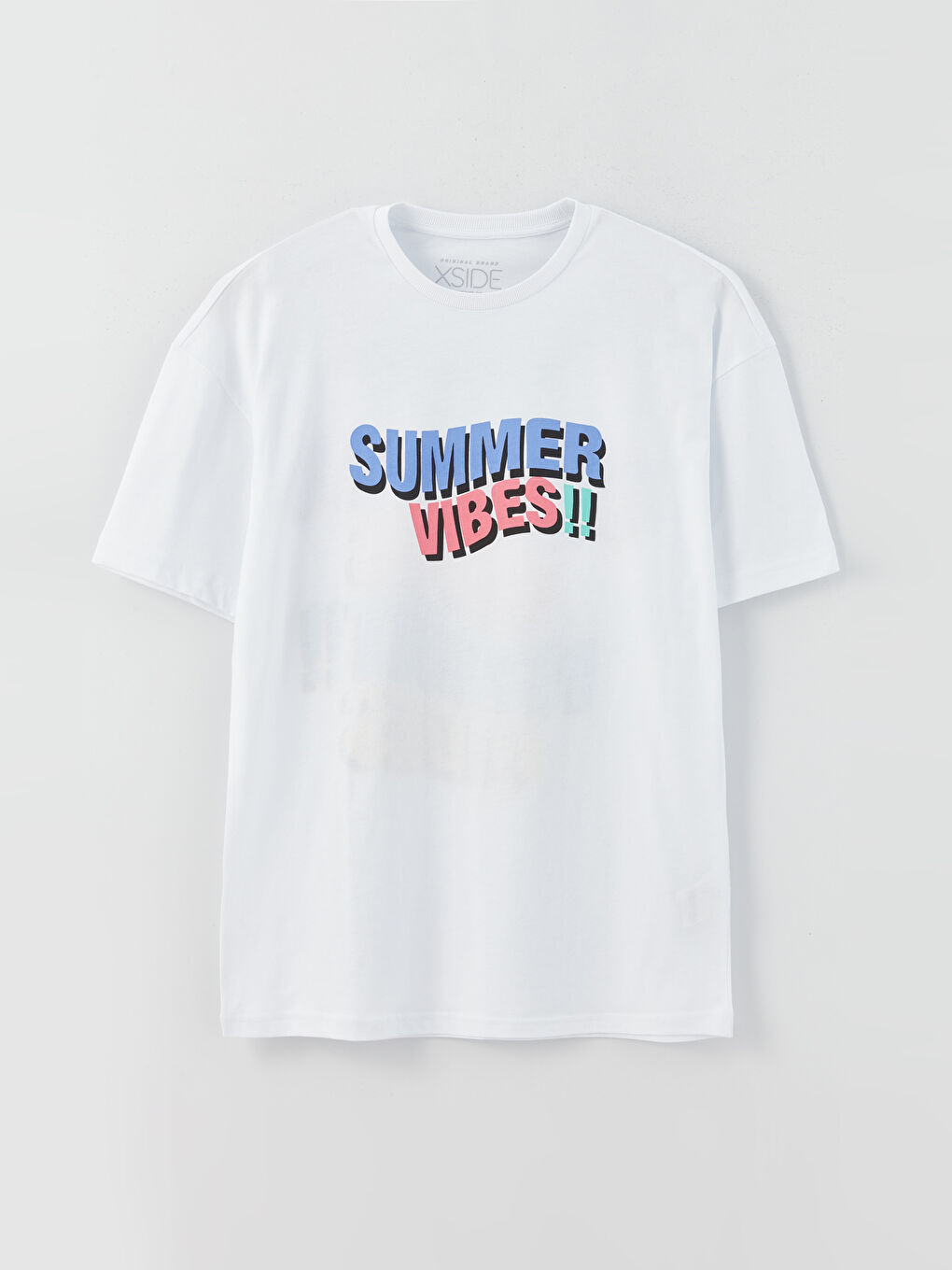 Beyaz Bisiklet Yaka Kısa Kollu Baskılı Penye Erkek Tişört-6