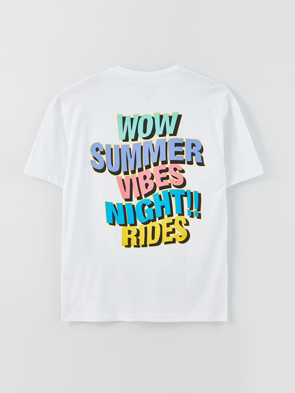 Beyaz Bisiklet Yaka Kısa Kollu Baskılı Penye Erkek Tişört-7