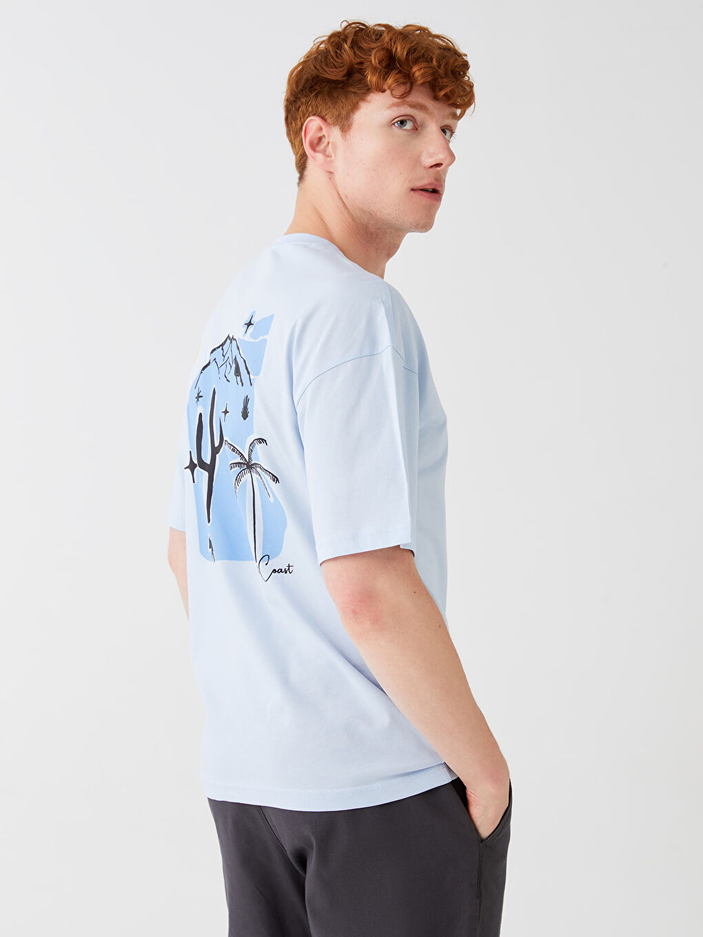 Mavi Bisiklet Yaka Kısa Kollu Baskılı Penye Erkek Tişört-1