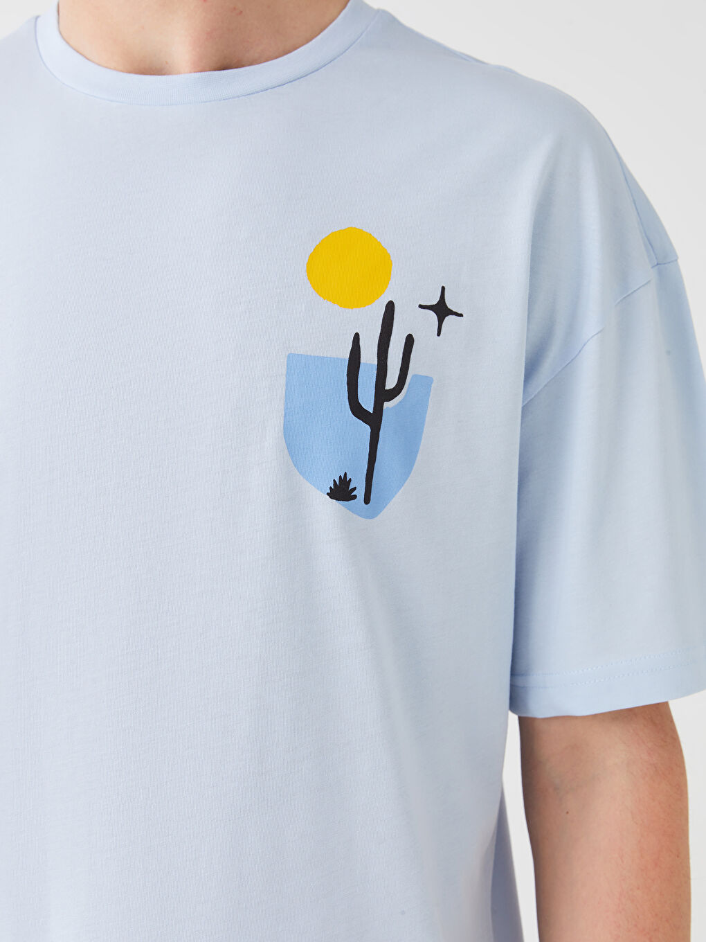 Mavi Bisiklet Yaka Kısa Kollu Baskılı Penye Erkek Tişört-4