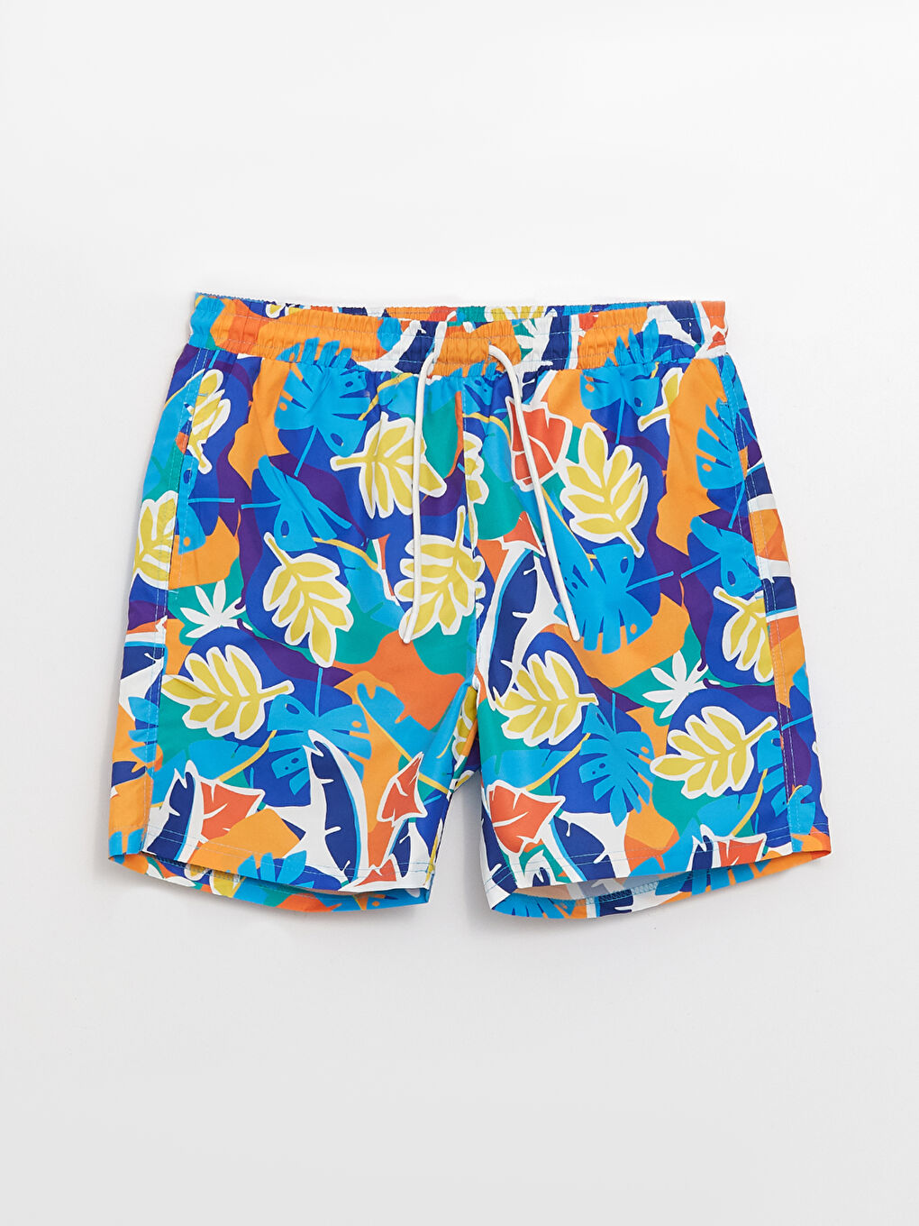 Turuncu Kısa Boy Desenli Erkek Deniz Şortu-6