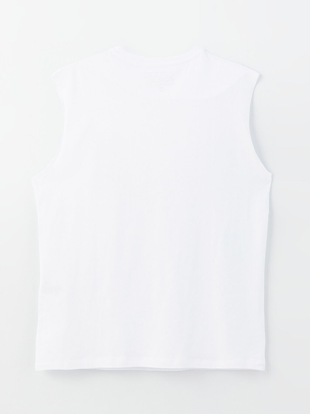 Beyaz Bisiklet Yaka Baskılı Erkek Kolsuz Tişört-6