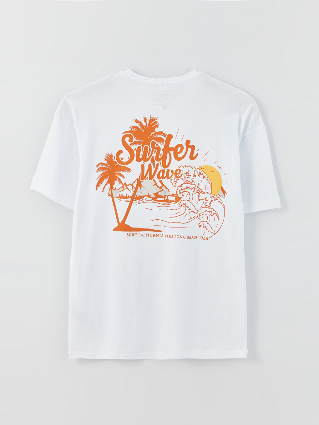 Beyaz Bisiklet Yaka Kısa Kollu Baskılı Penye Erkek Tişört-12