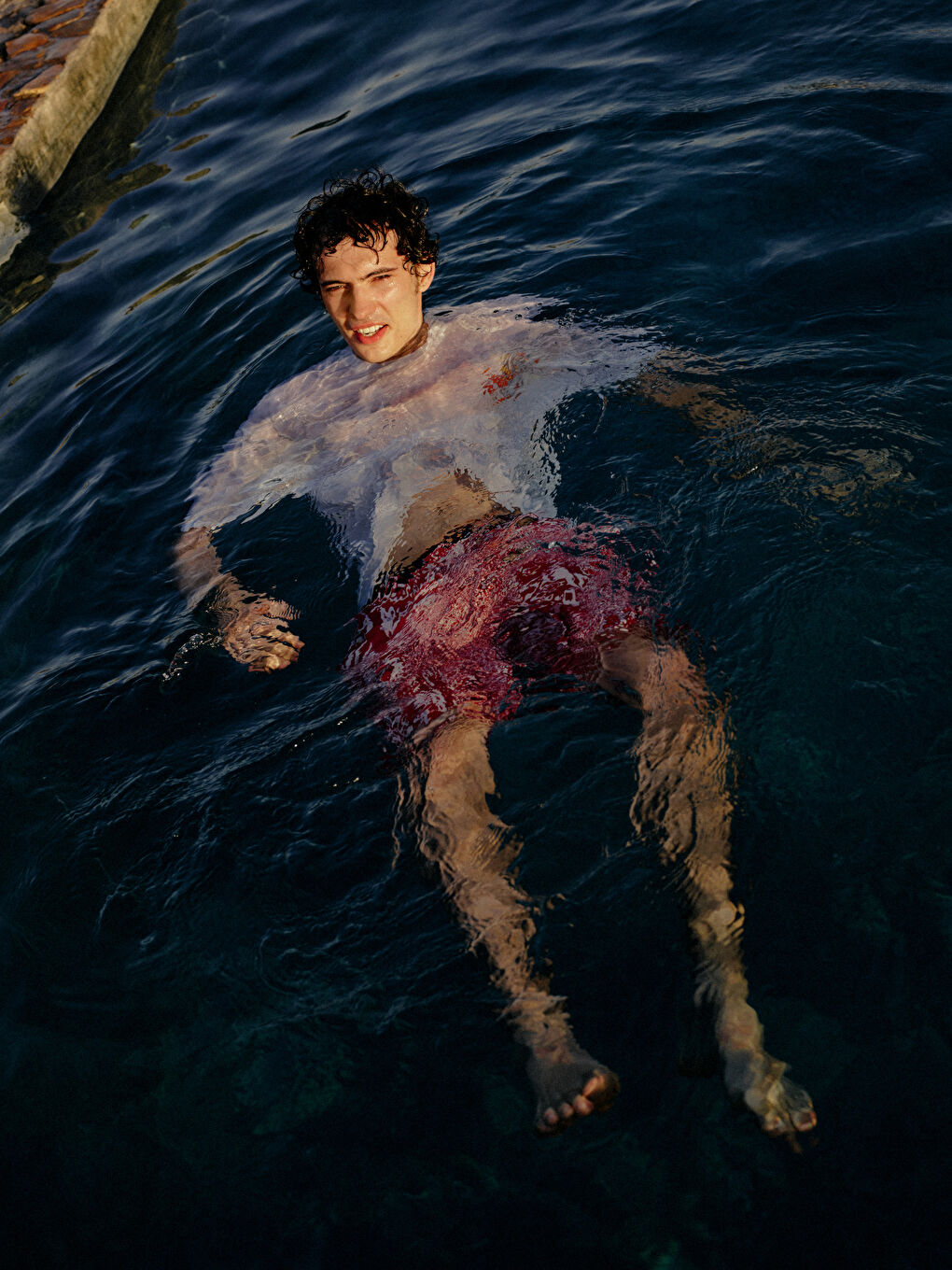 Beyaz Bisiklet Yaka Kısa Kollu Baskılı Penye Erkek Tişört-3