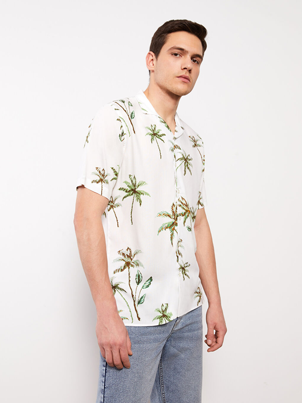 XSIDE Regular Fit Short Sleeve Patterned Viscose Men's Shirt -S3G637Z8-LRA