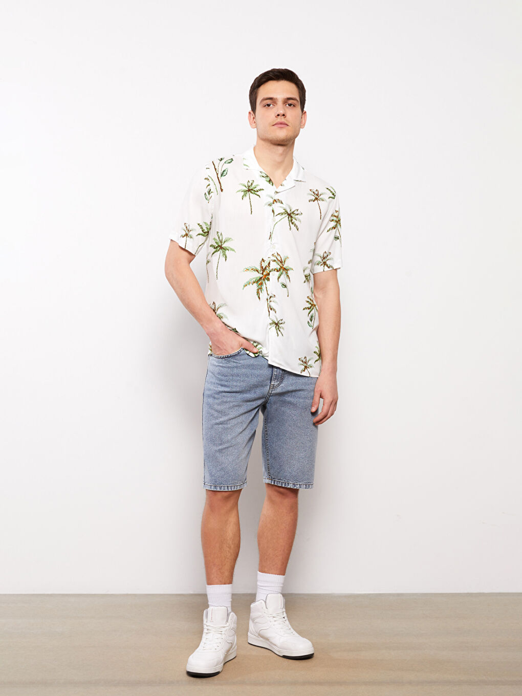 XSIDE Regular Fit Short Sleeve Patterned Viscose Men's Shirt -S3G637Z8-LRA