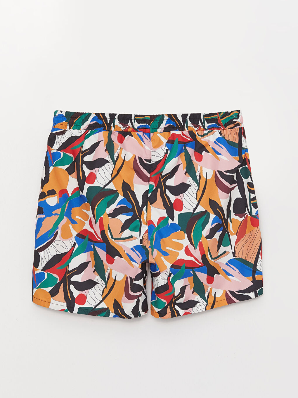 Beyaz Kısa Boy Desenli Erkek Deniz Şortu-8