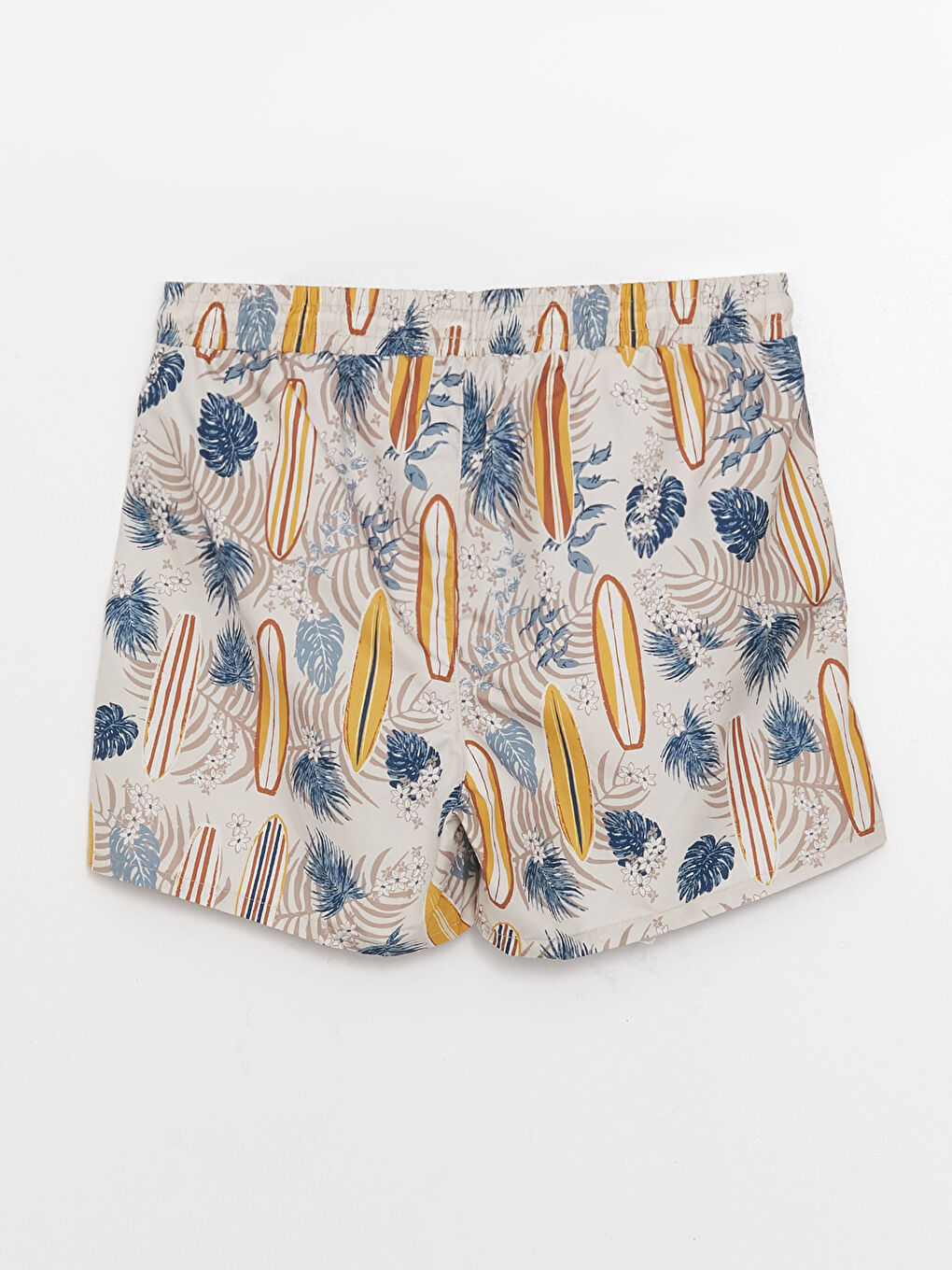 Bej Kısa Boy Desenli Erkek Deniz Şortu-7