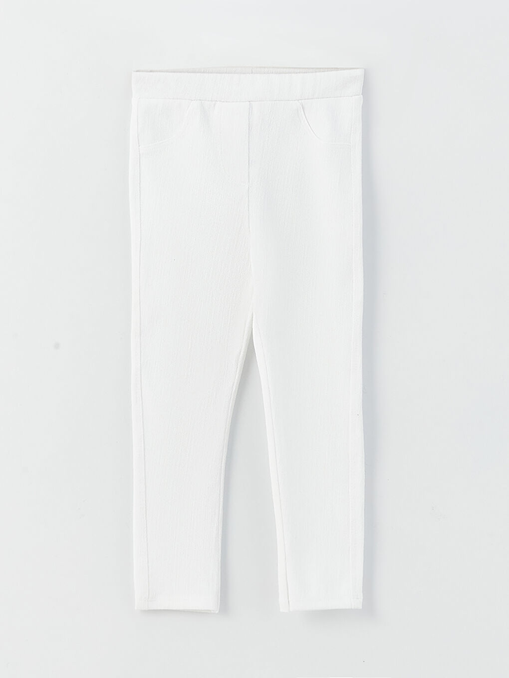 Beyaz Beli Lastikli Basic Kız Bebek Tayt