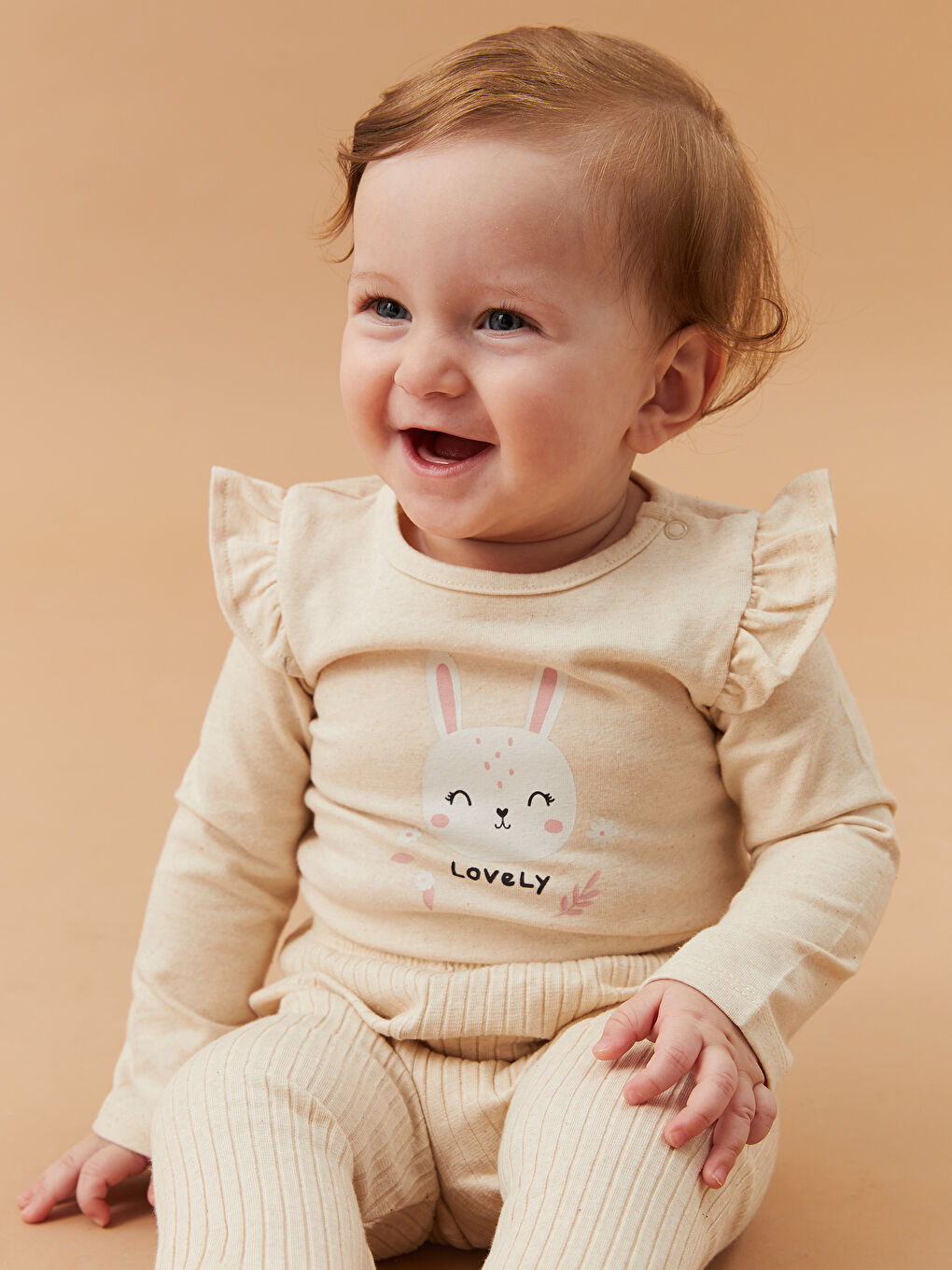 Crew Neck Long Sleeve Printed Baby Girls' Snap Bodysuit and Pants 2 Pack Set-1