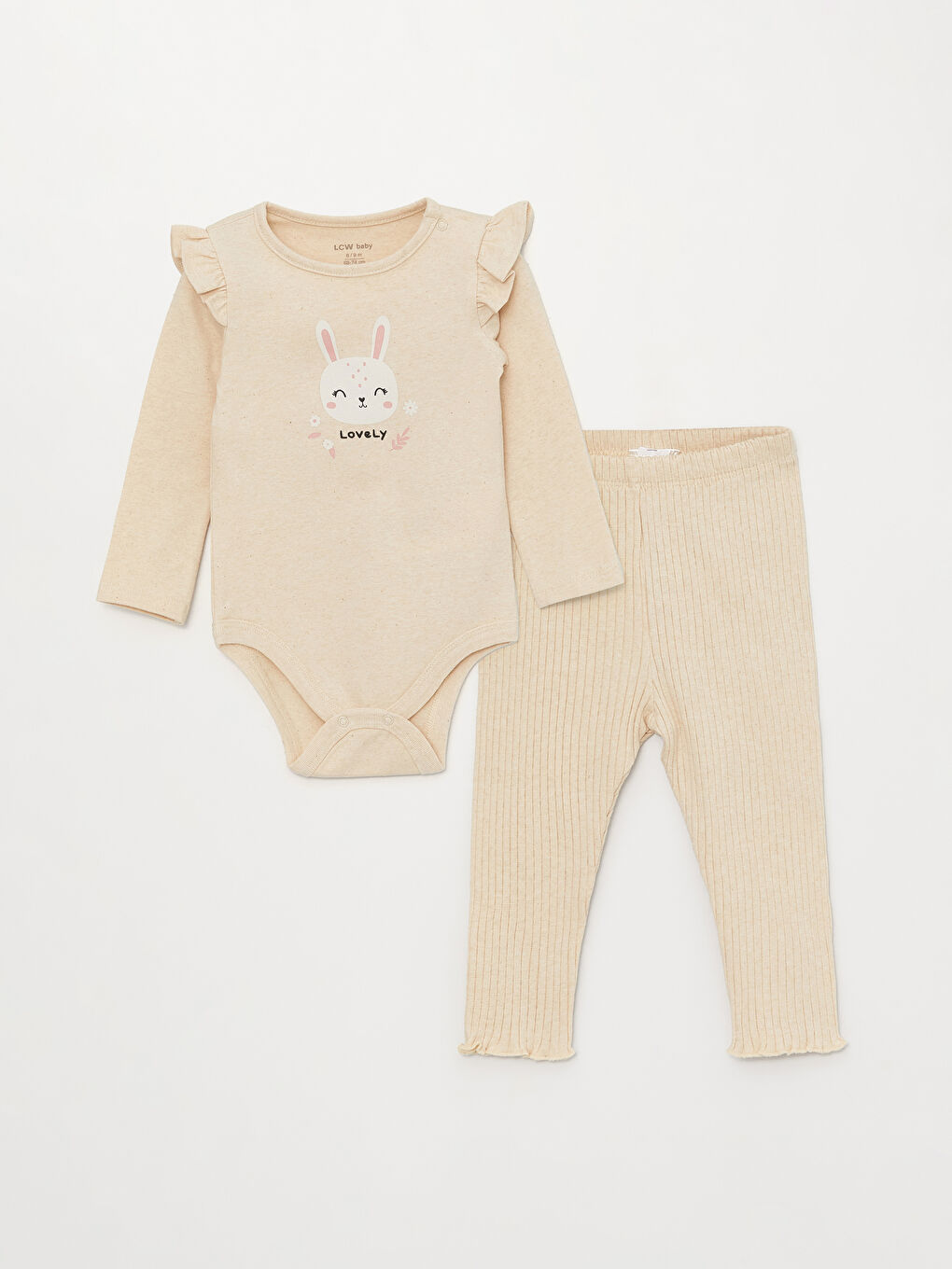 Crew Neck Long Sleeve Printed Baby Girls' Snap Bodysuit and Pants 2 Pack Set-6