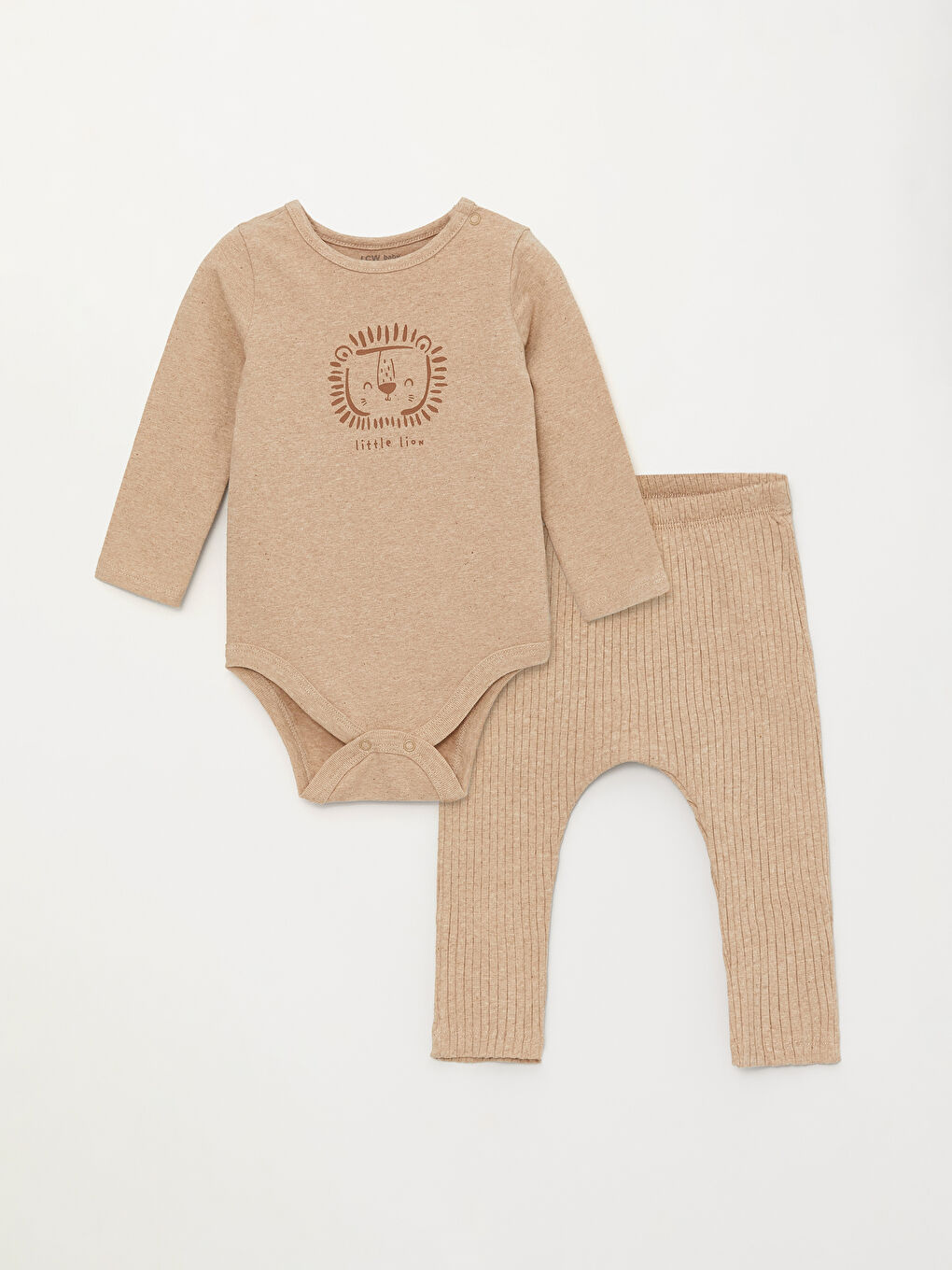 Kahverengi Bisiklet Yaka Kısa Kollu Baskılı Erkek Bebek Çıtçıtlı Body ve Pantolon 2'li Takım-3